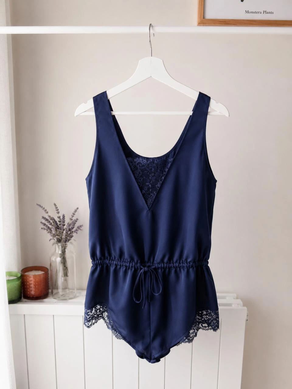 Combishort pyjama satin & dentelle – Billet Doux – chic & confortable Taille L